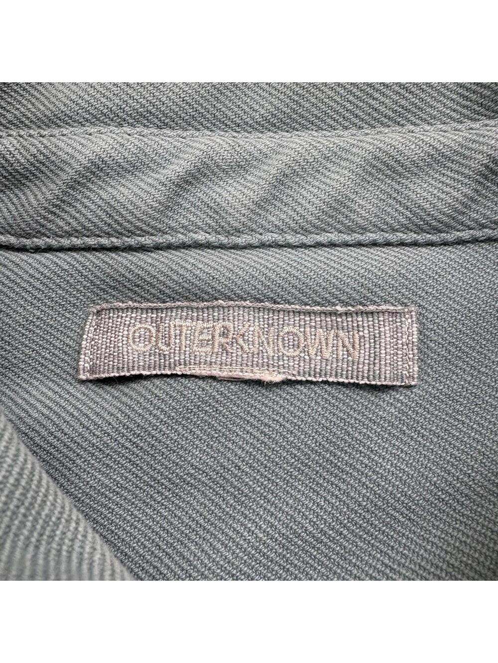 Outerknown Twill Flannel Rambler Shirt Organic Cotton Medium Turquoise Blue - Picture 3 of 8